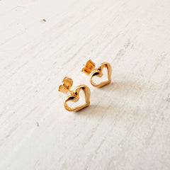 Gold-Plated Heart Silhouette Studs