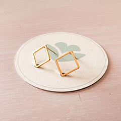 Large Gold-Plated Diamond Silhouette Studs