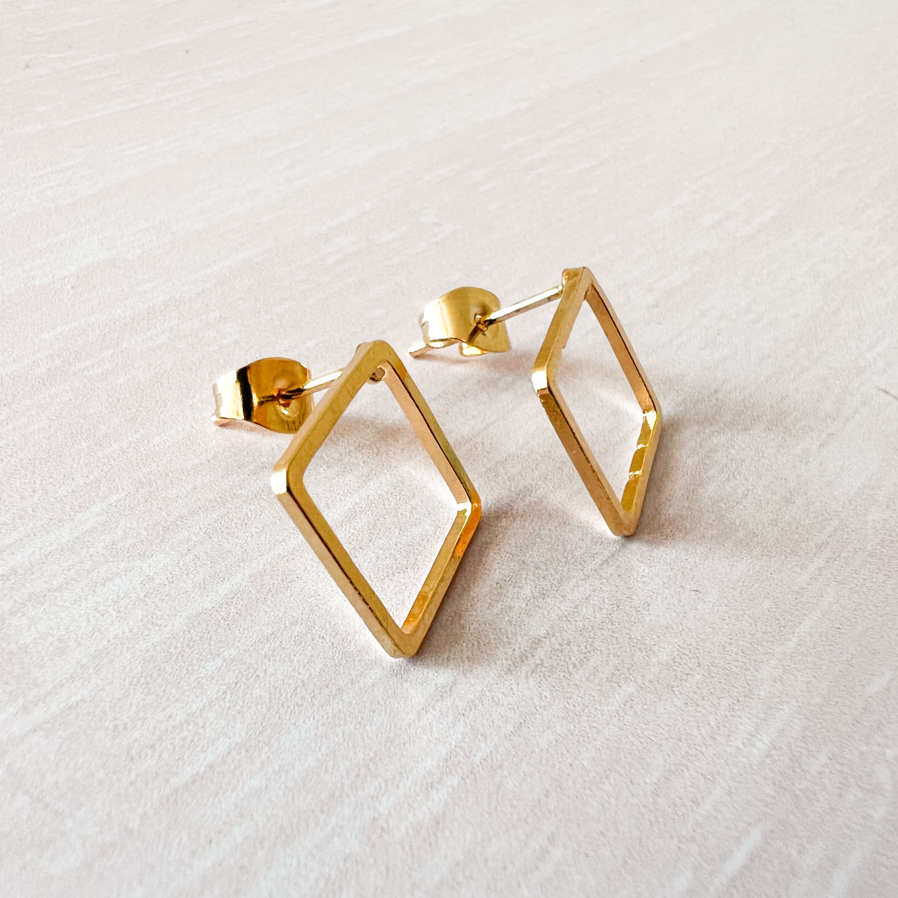 Large Gold-Plated Diamond Silhouette Studs