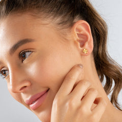 Small Gold-Plated Four-Leaf Clover Studs