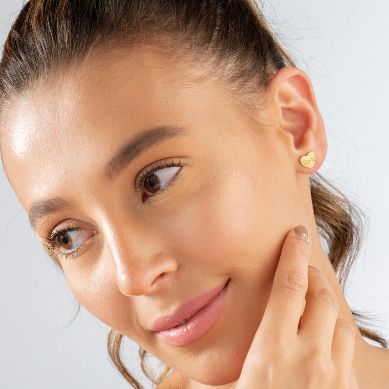 Gold-Plated LOVE Heart Studs