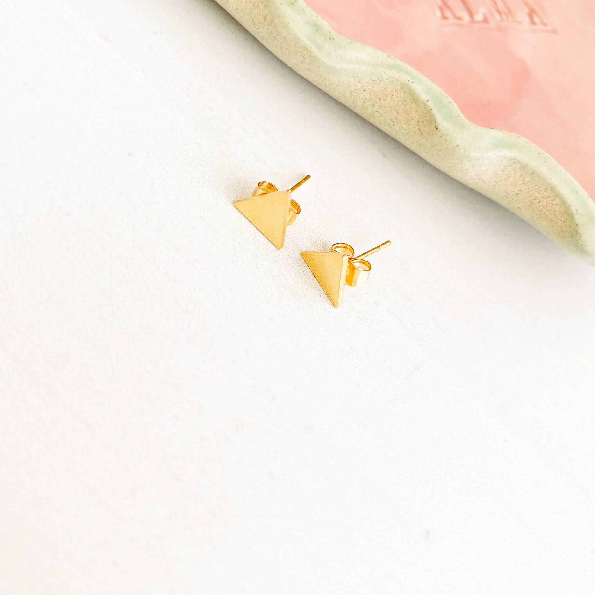 Small Gold-Plated Triangle Studs