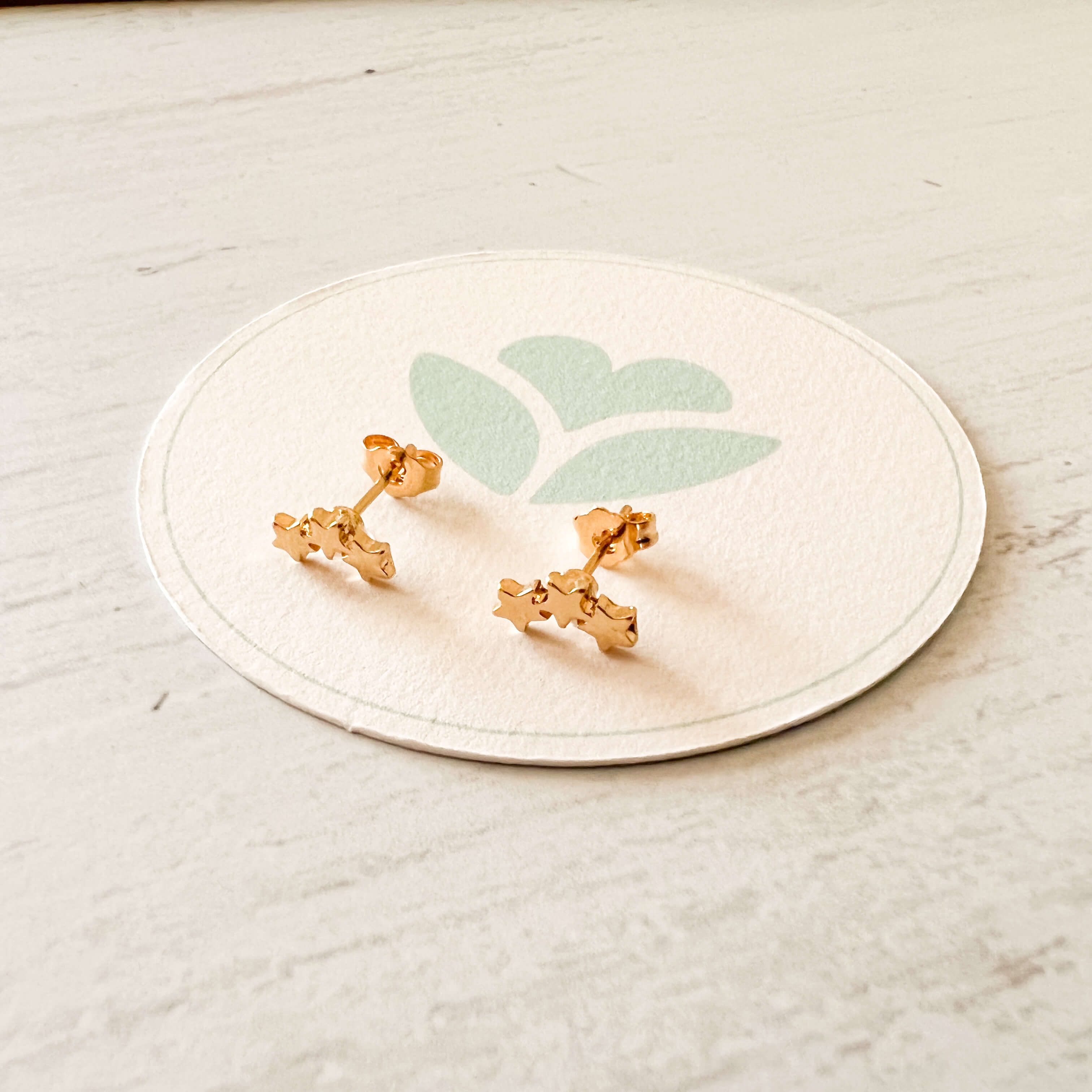 Small Gold-Plated Three Stars Studs