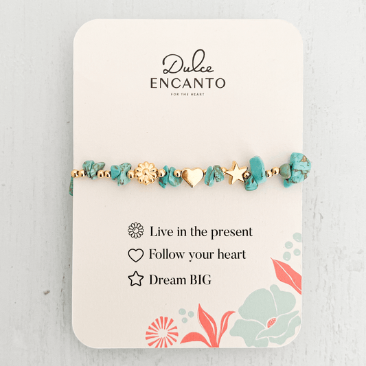Turquoise Stone Bracelet with Three Intentions
