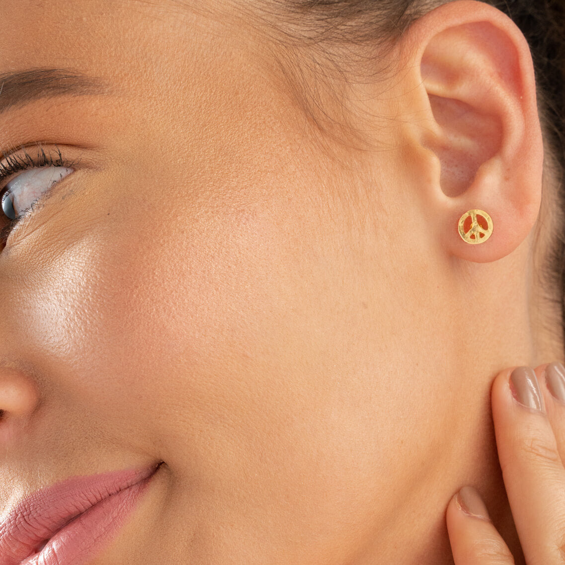Gold-Plated Peace Symbol Studs