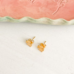 Small Gold-Plated Four-Leaf Clover Studs