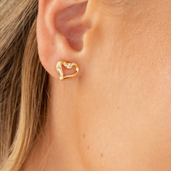 Gold-Plated Heart Silhouette Studs