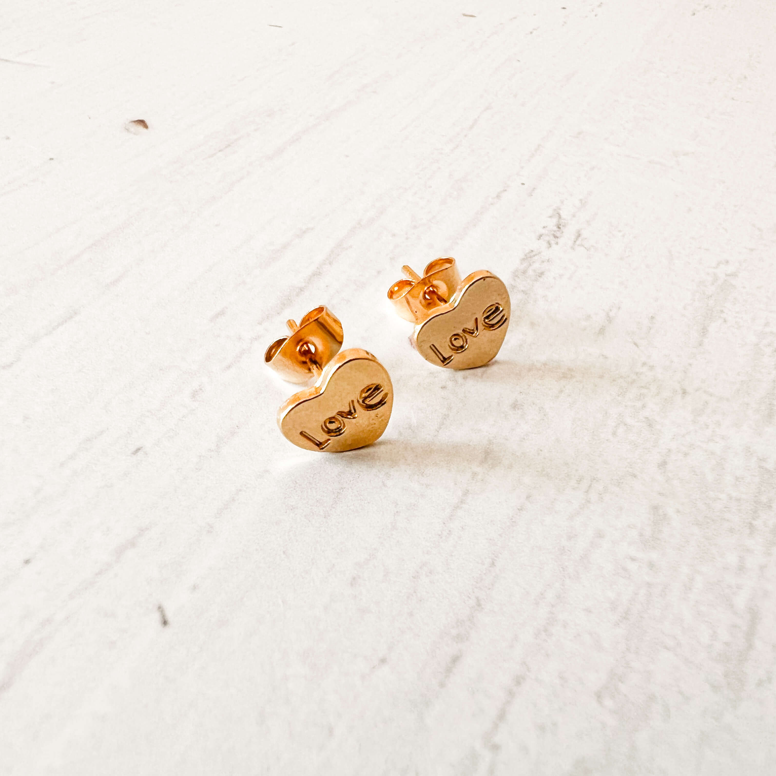 Gold-Plated LOVE Heart Studs
