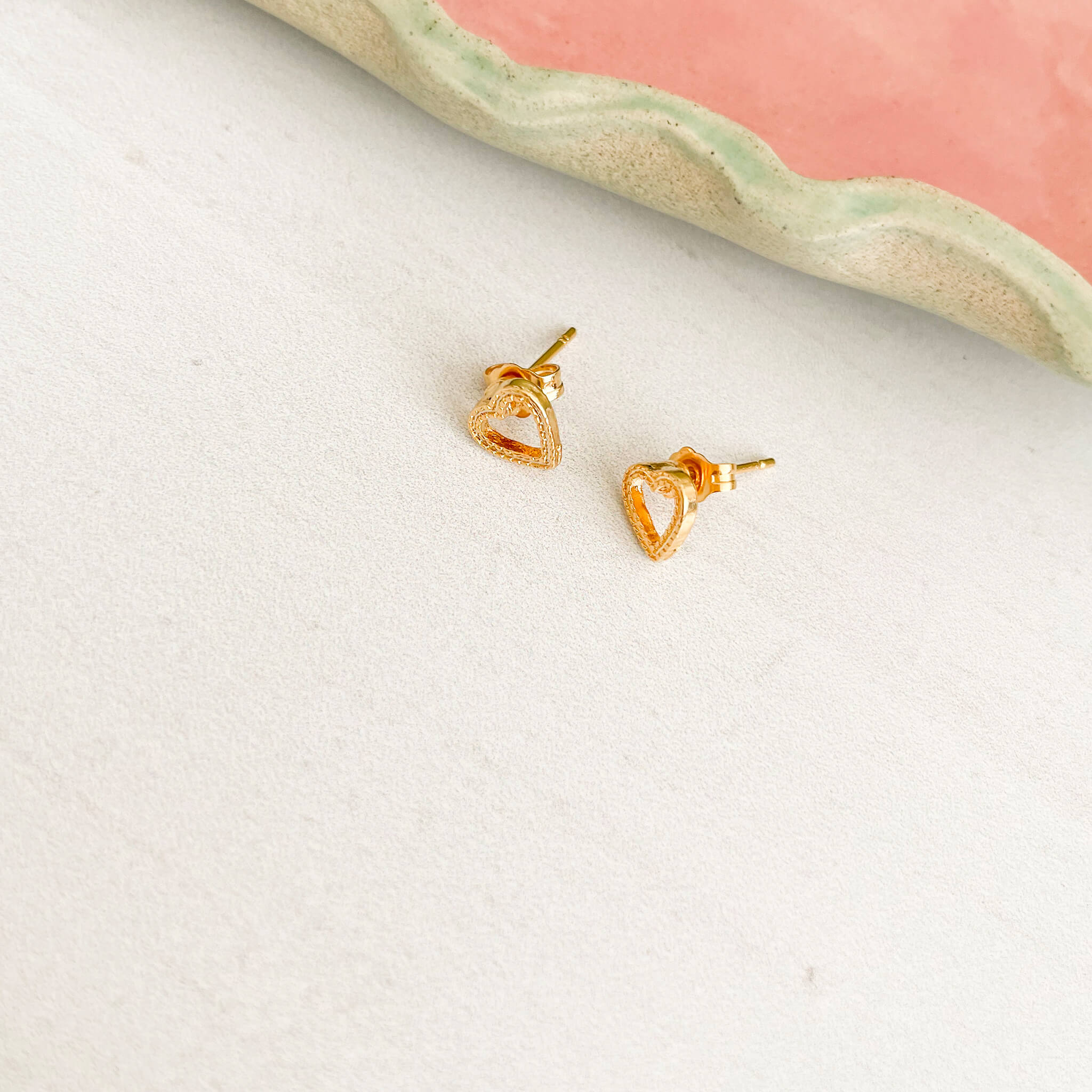 Small Gold-Plated Heart Studs