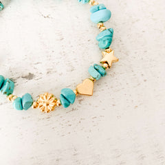 Turquoise Stone Bracelet with Three Intentions