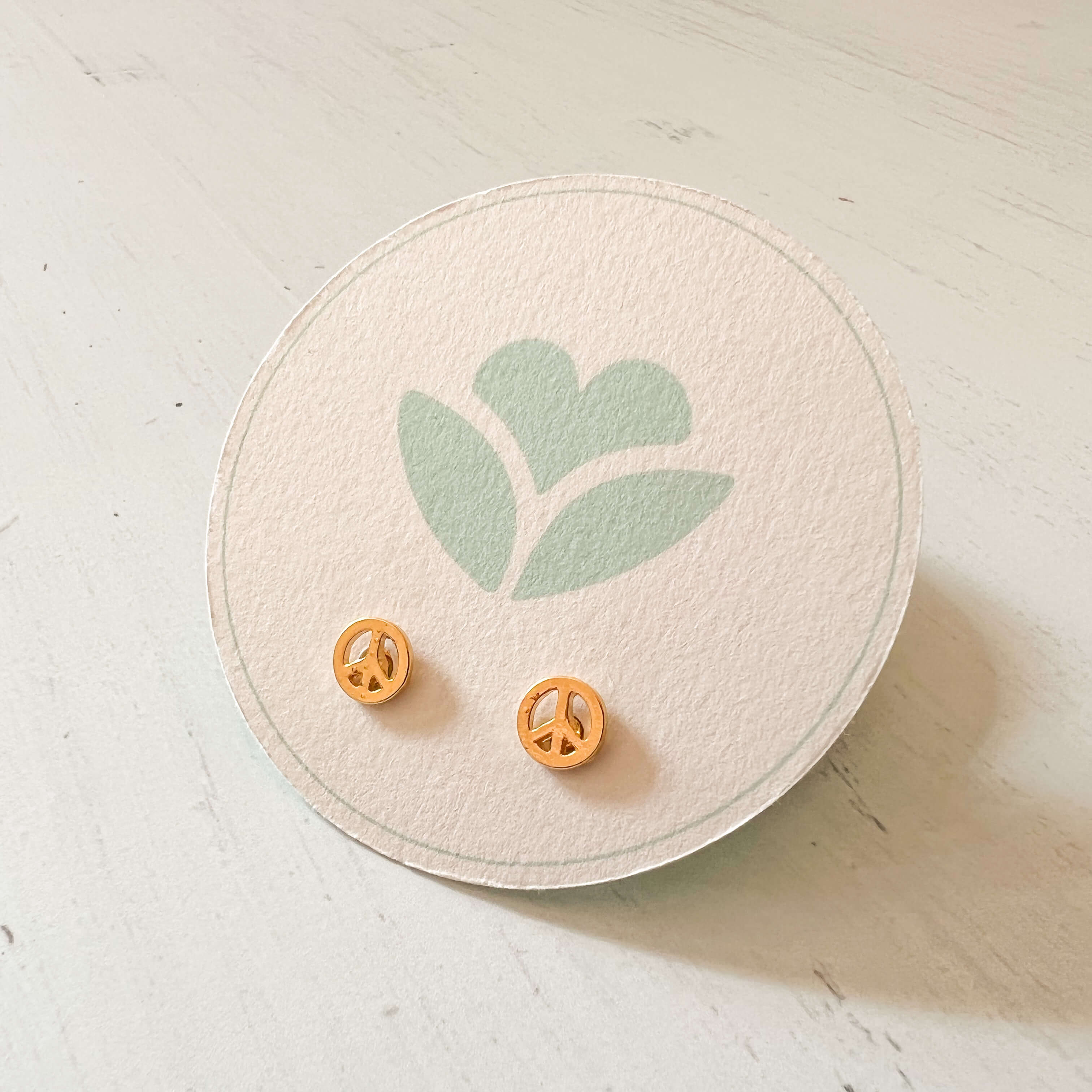 Gold-Plated Peace Symbol Studs