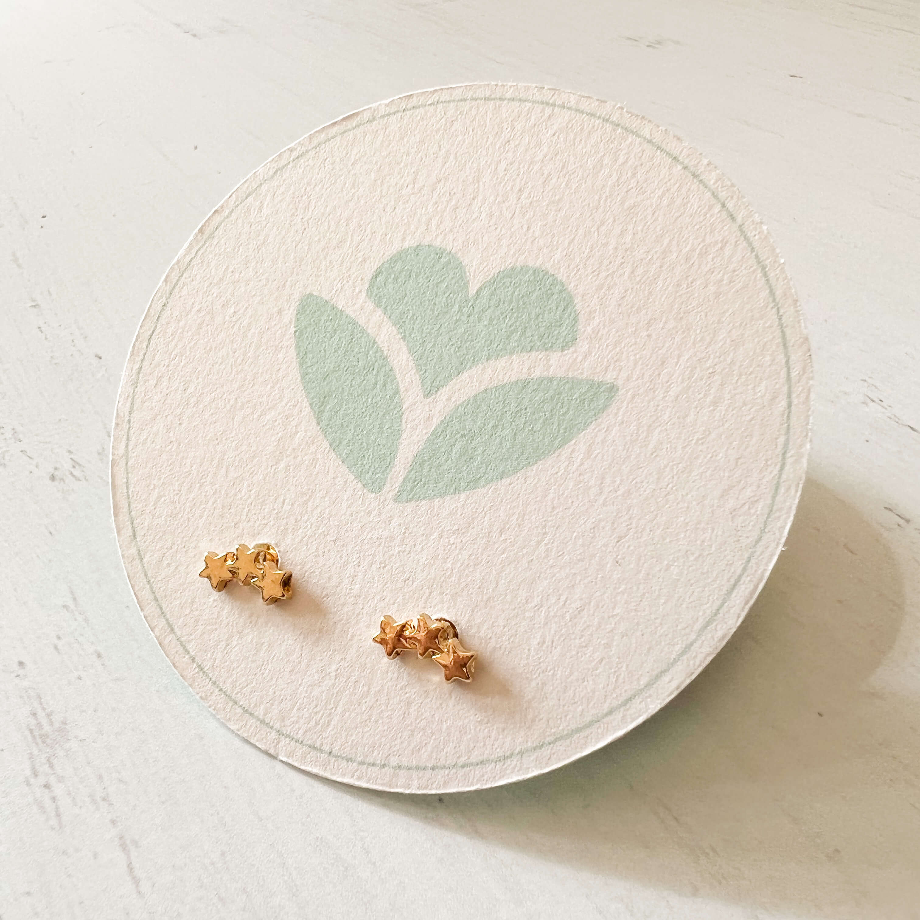 Small Gold-Plated Three Stars Studs