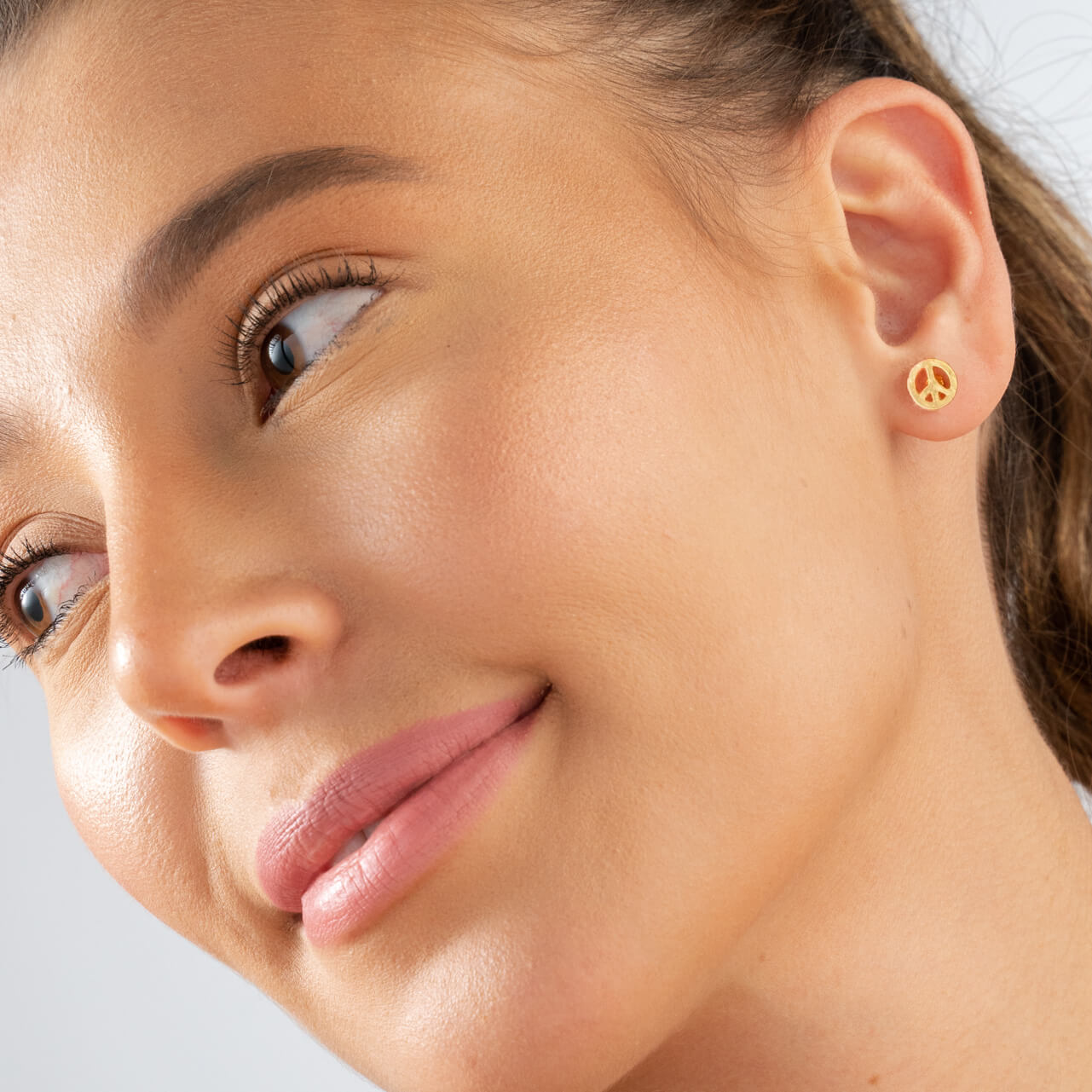 Gold-Plated Peace Symbol Studs