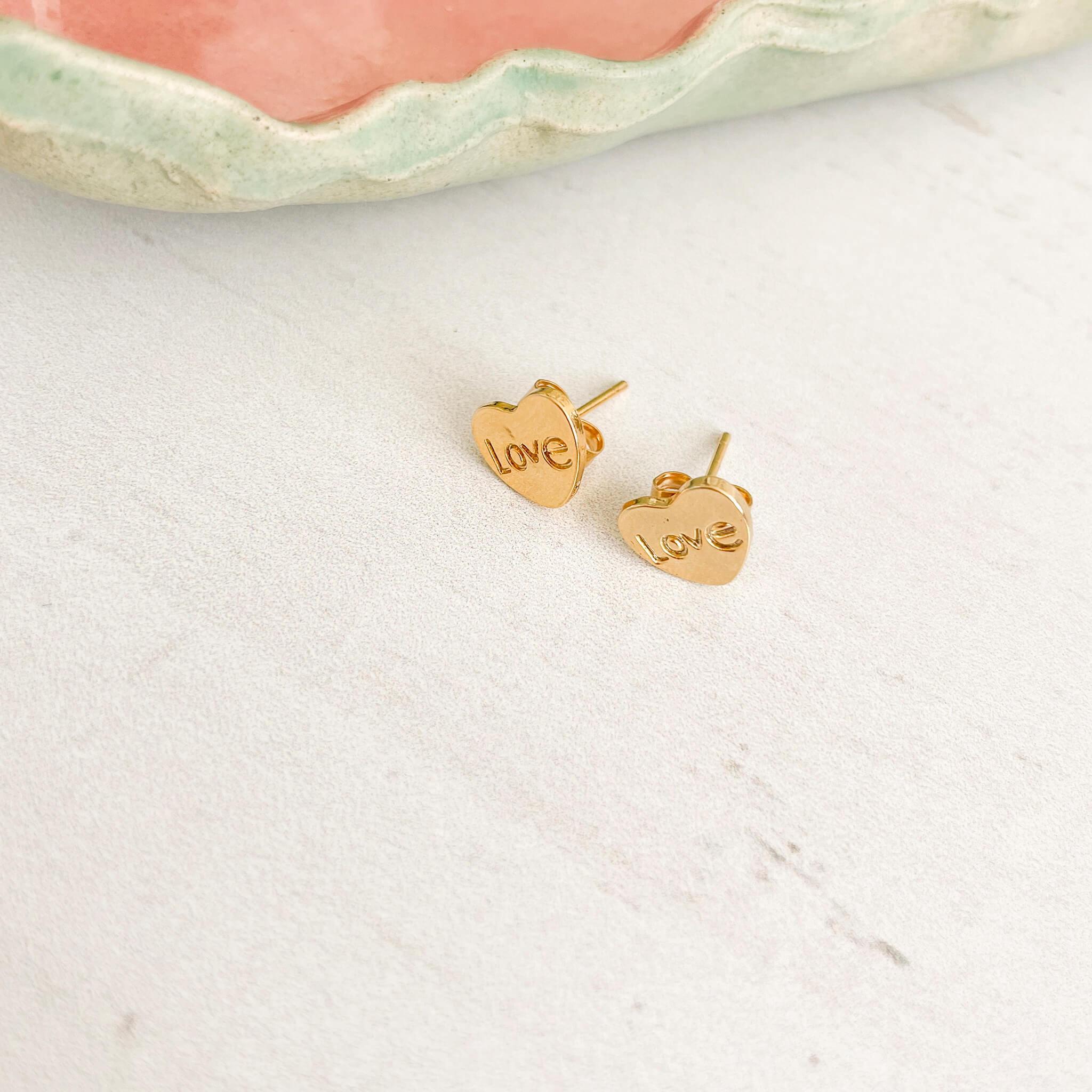 Gold-Plated LOVE Heart Studs