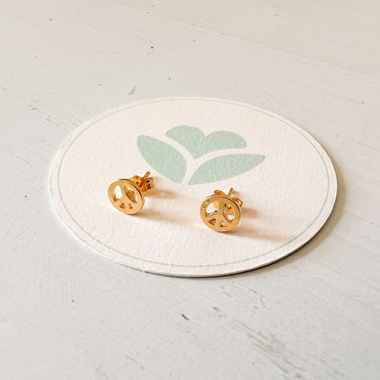 Gold-Plated Peace Symbol Studs