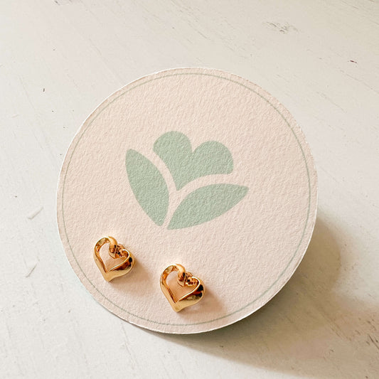 Gold-Plated Heart Silhouette Studs