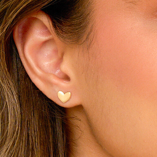 Small Gold-Plated Heart Studs