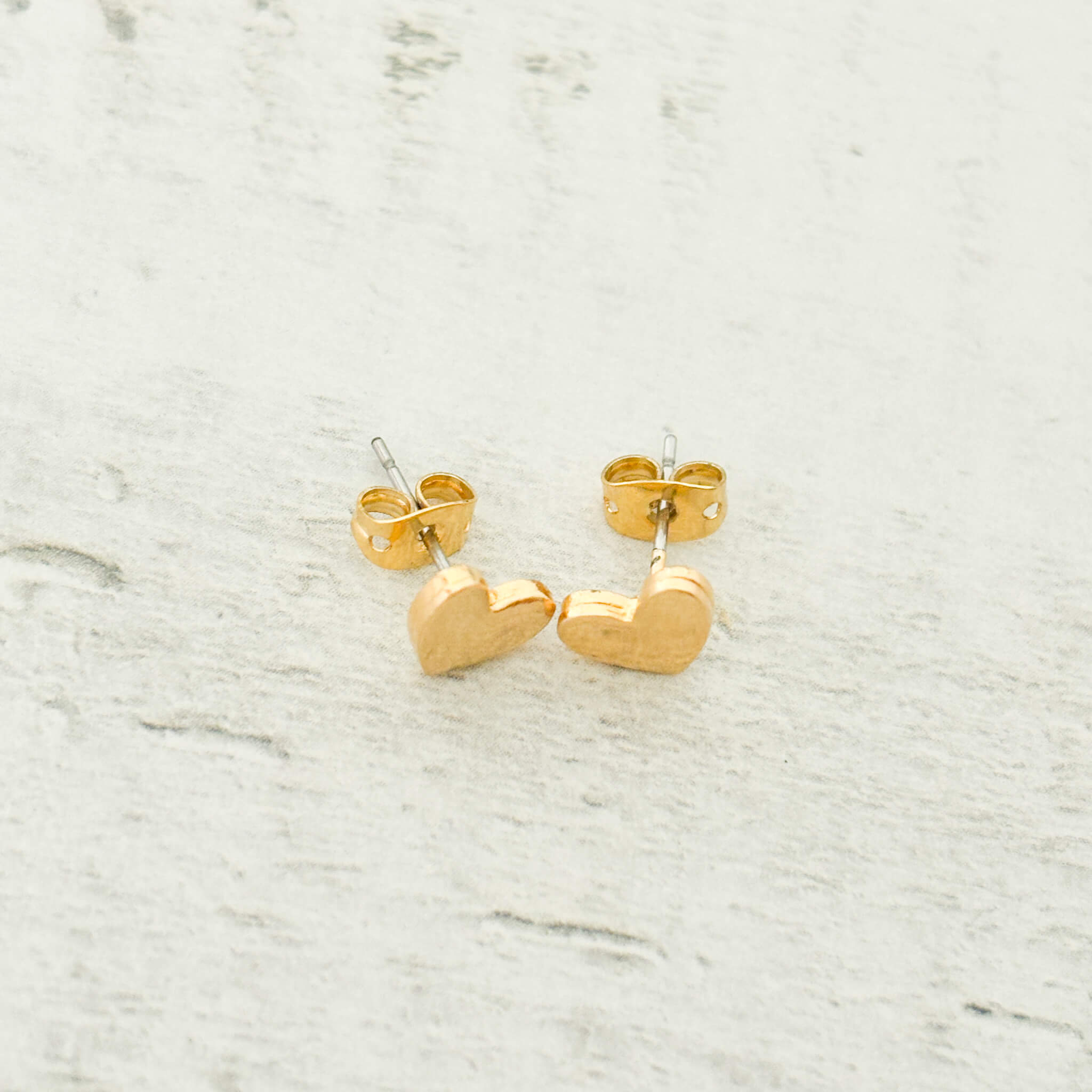 Small Gold-Plated Heart Studs