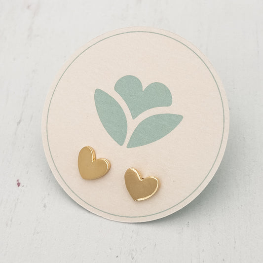 Gold-Plated Heart Studs