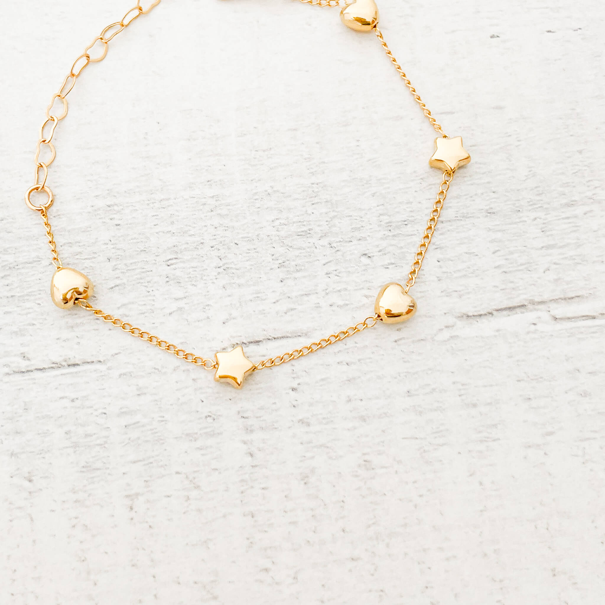 Hearts and Stars Golden Bracelet