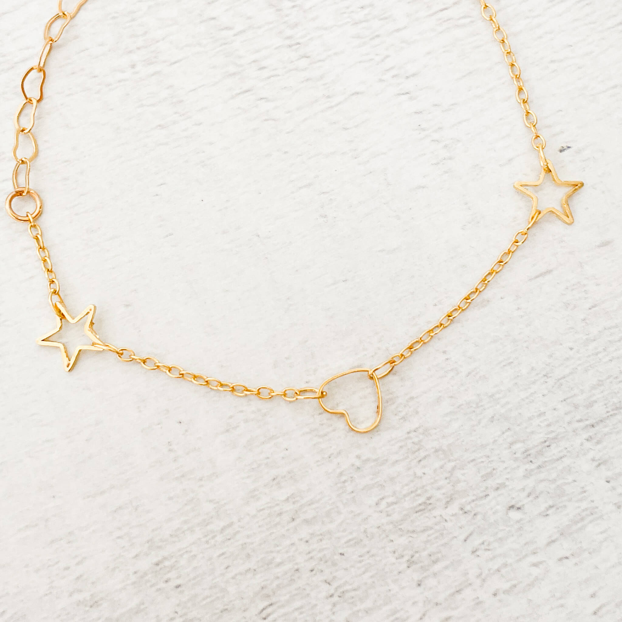 Hollow Hearts and Stars Golden Bracelet