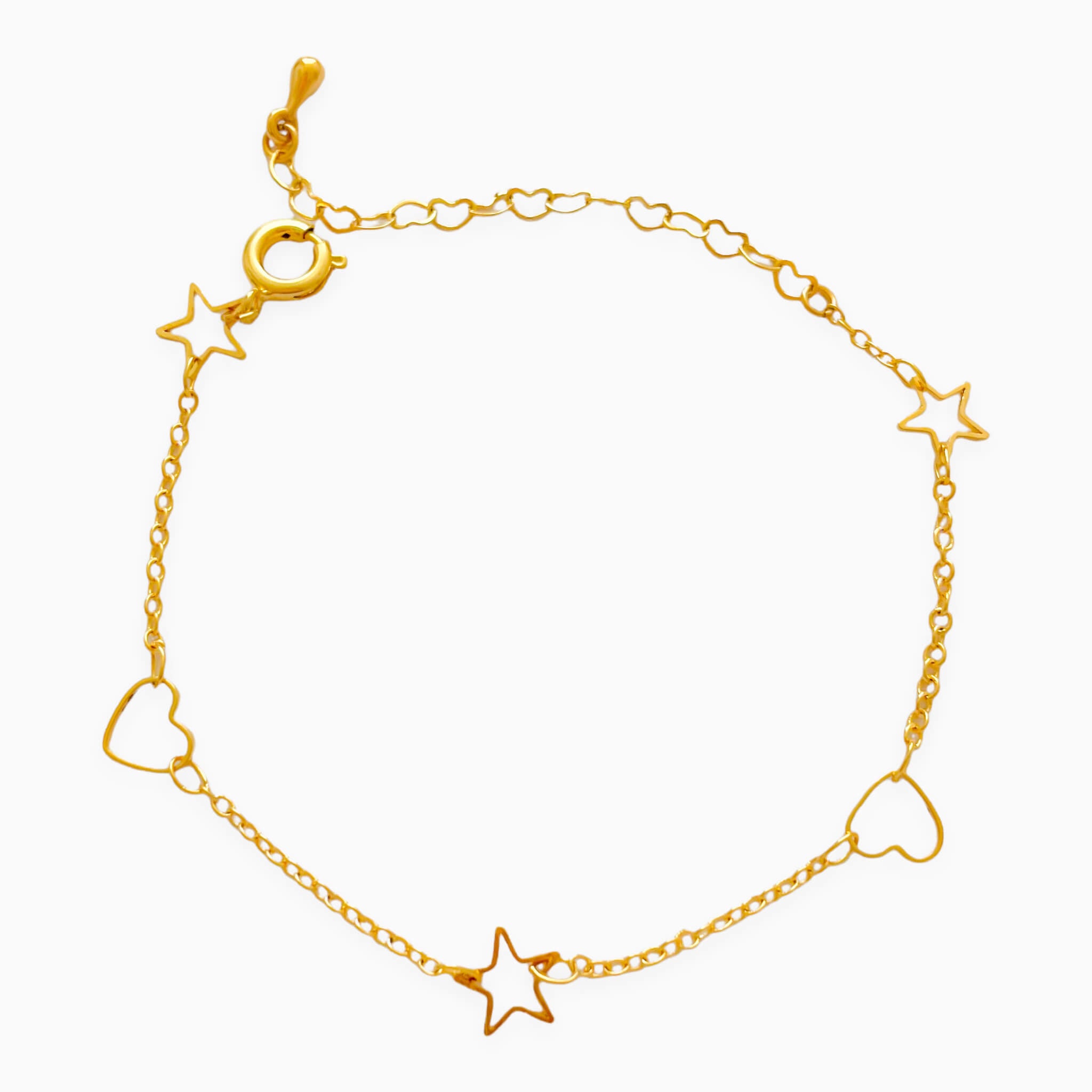 Hollow Hearts and Stars Golden Bracelet