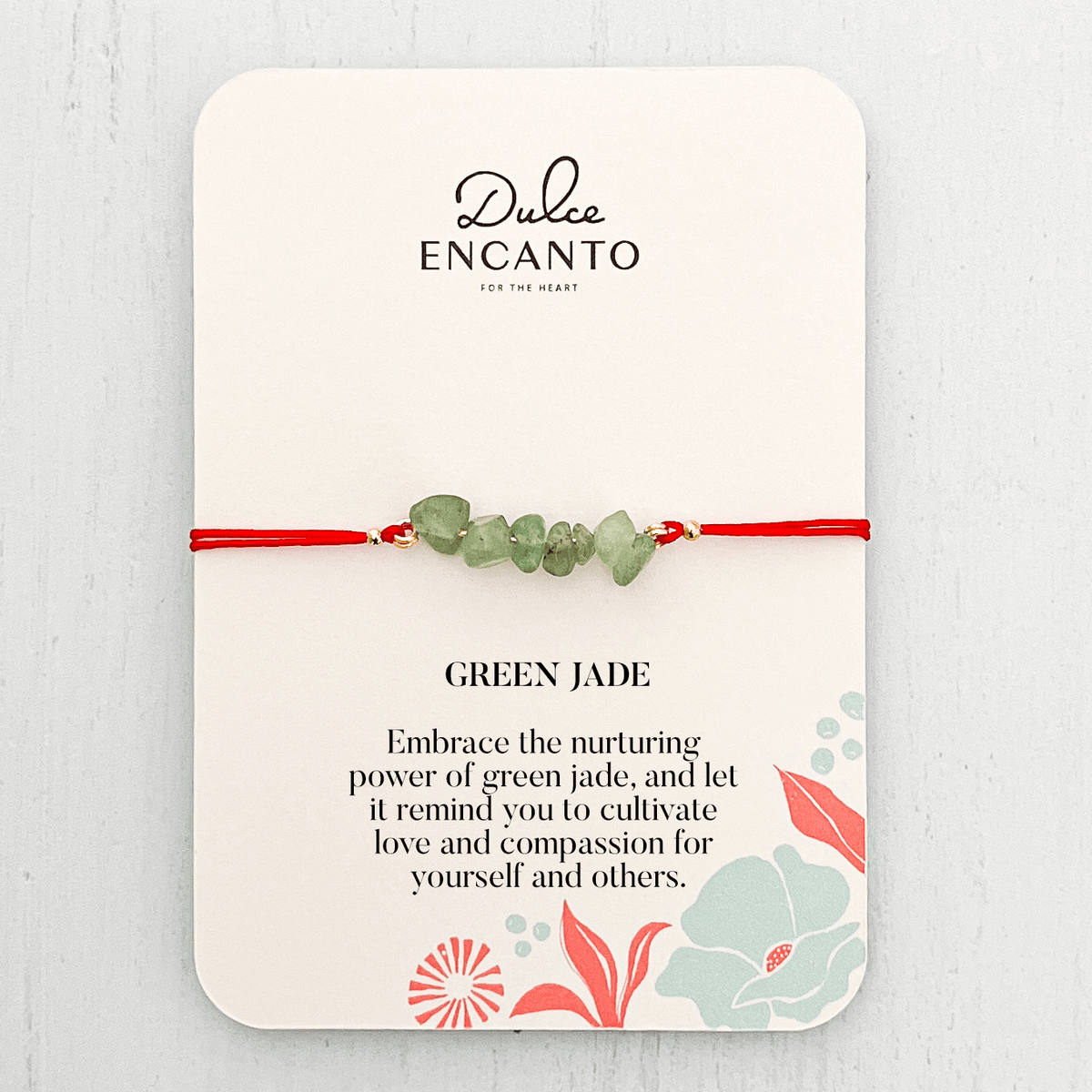 Jade Natural Stone Bracelet with Red Yarn