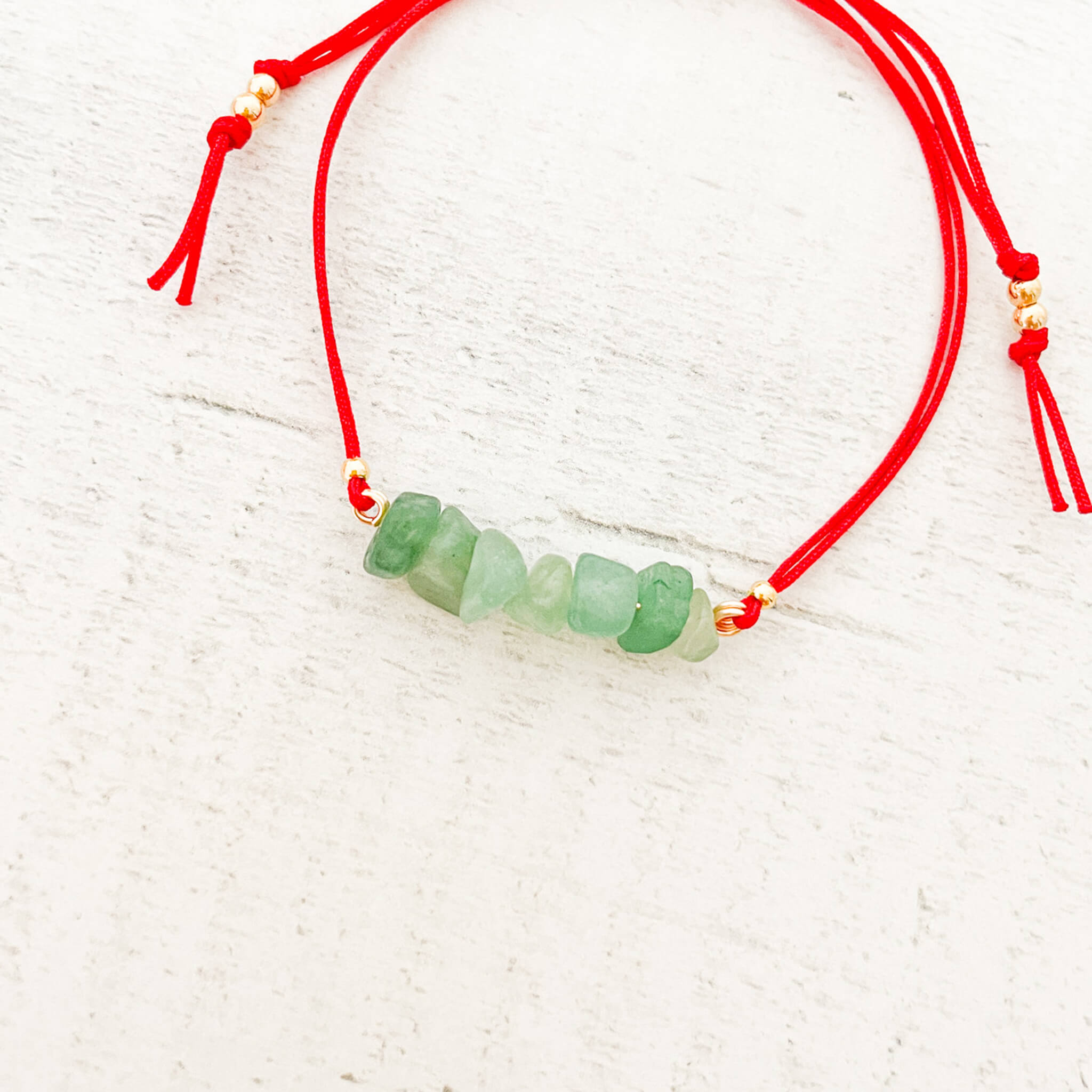 Jade Natural Stone Bracelet with Red Yarn