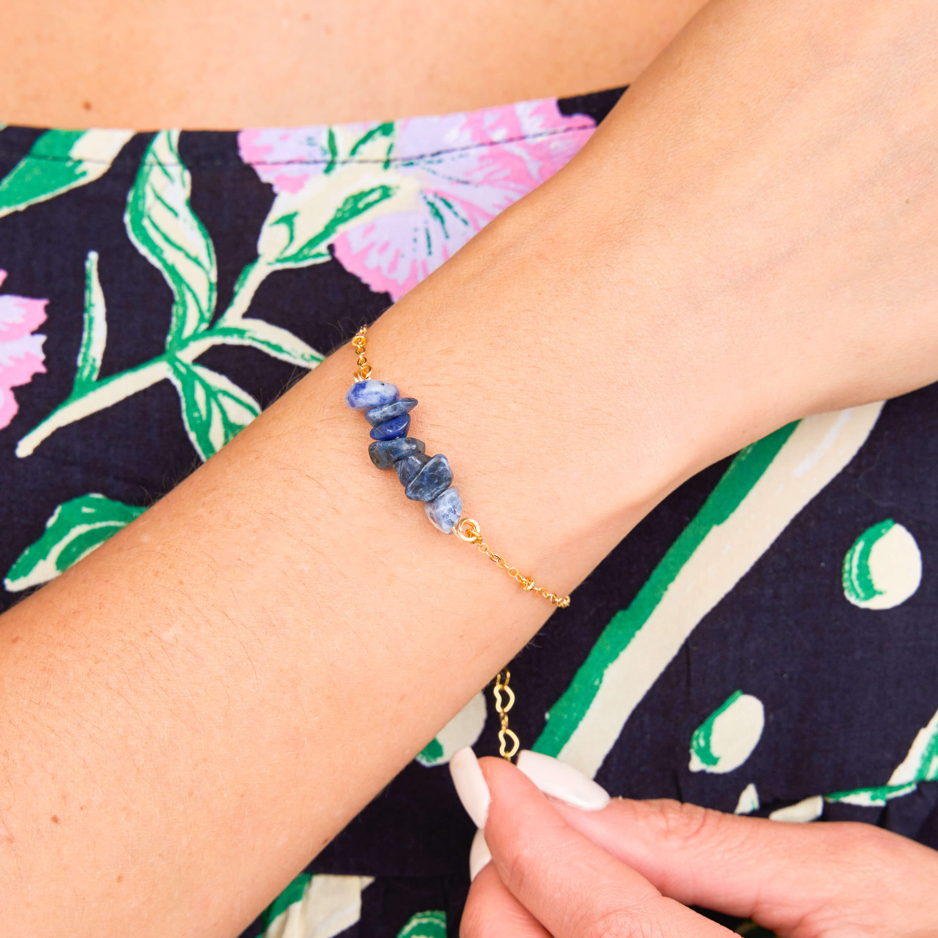 Lapis Lazuli Natural Stone Bracelet with Clasp