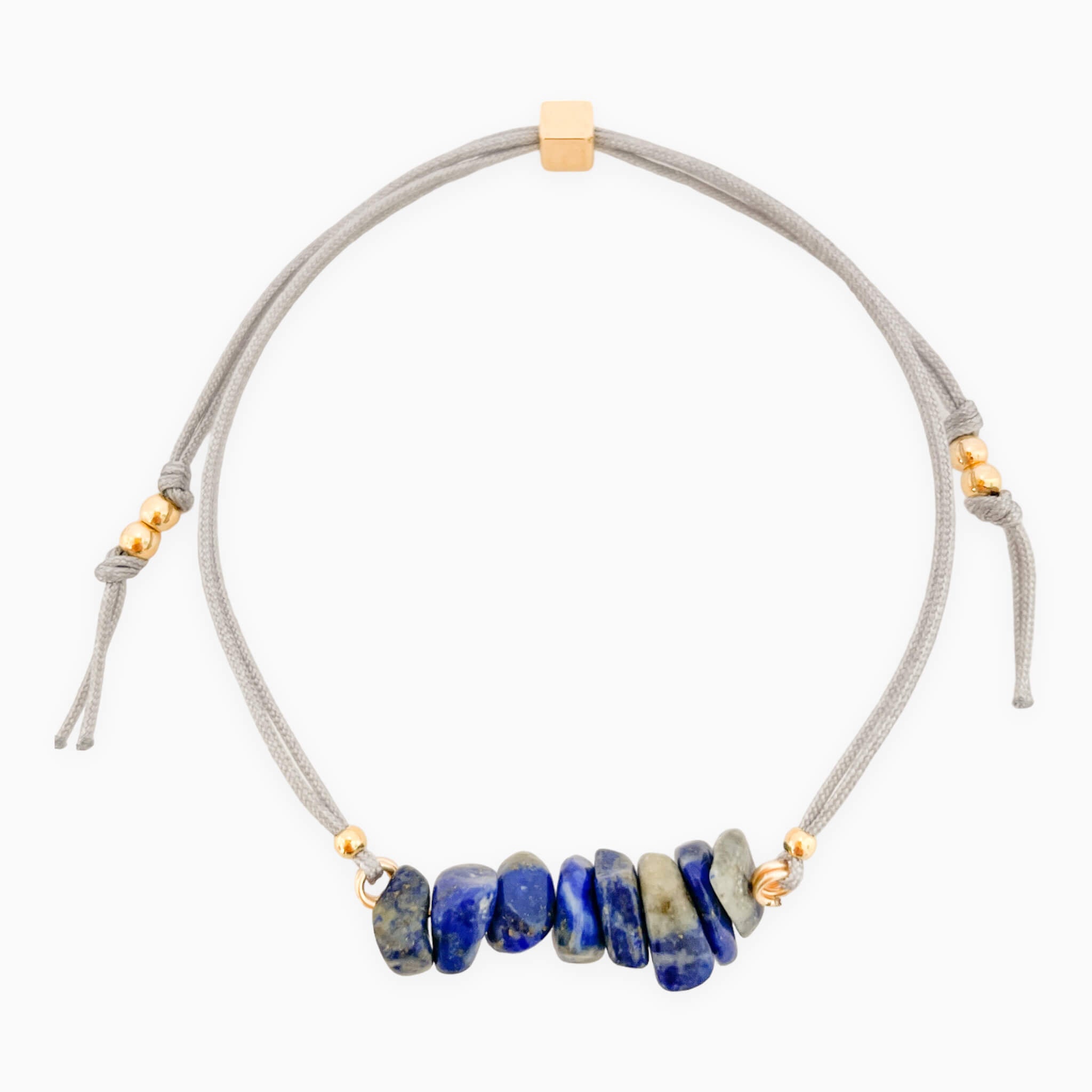 Lapis Lazuli Natural Stone Bracelet with Gray Yarn