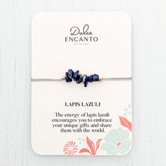 Lapis Lazuli Natural Stone Bracelet with Gray Yarn