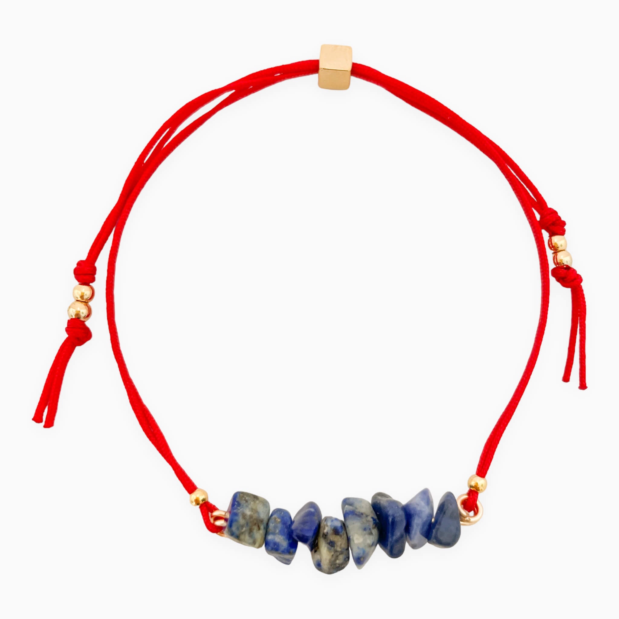 Lapis Lazuli Natural Stone Bracelet with Red Yarn