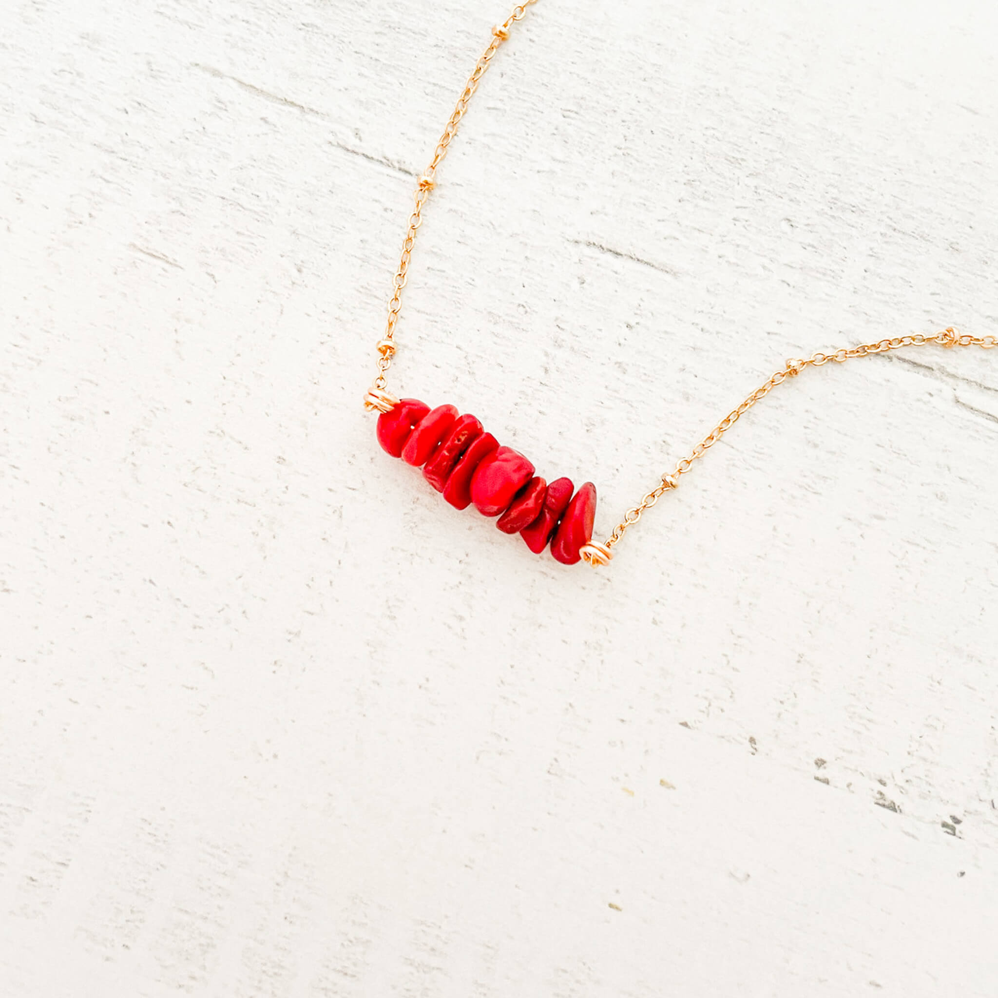 Red Coral Natural Stone Necklace