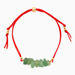 Jade Natural Stone Bracelet with Red Yarn