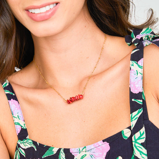 Red Coral Natural Stone Necklace
