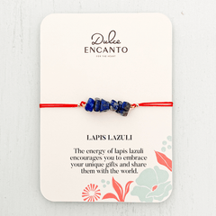 Lapis Lazuli Natural Stone Bracelet with Red Yarn