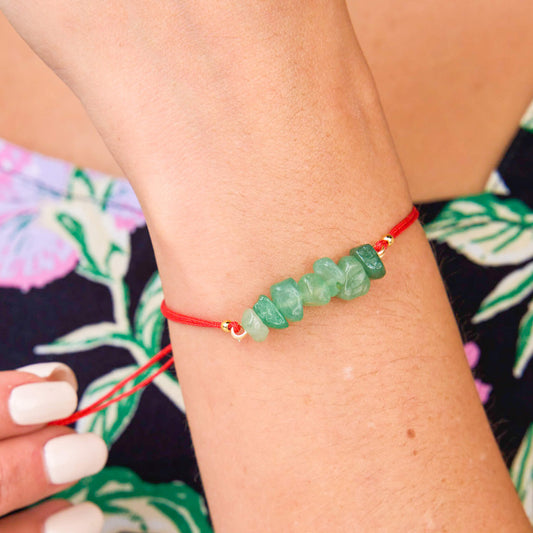 Jade Natural Stone Bracelet with Red Yarn