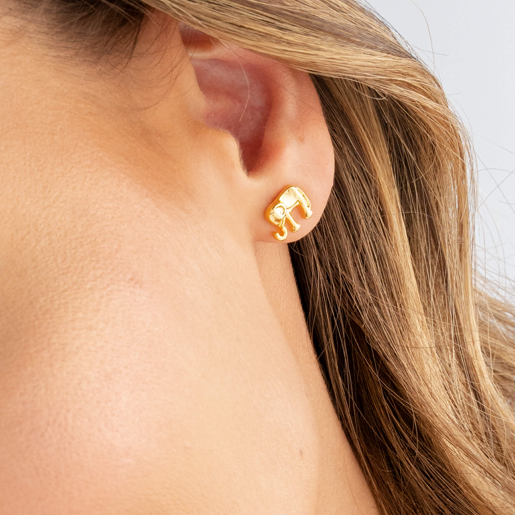 Gold-Plated Elephant Studs
