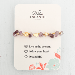 Amethyst Natural Stone Bracelet with Three Intentions