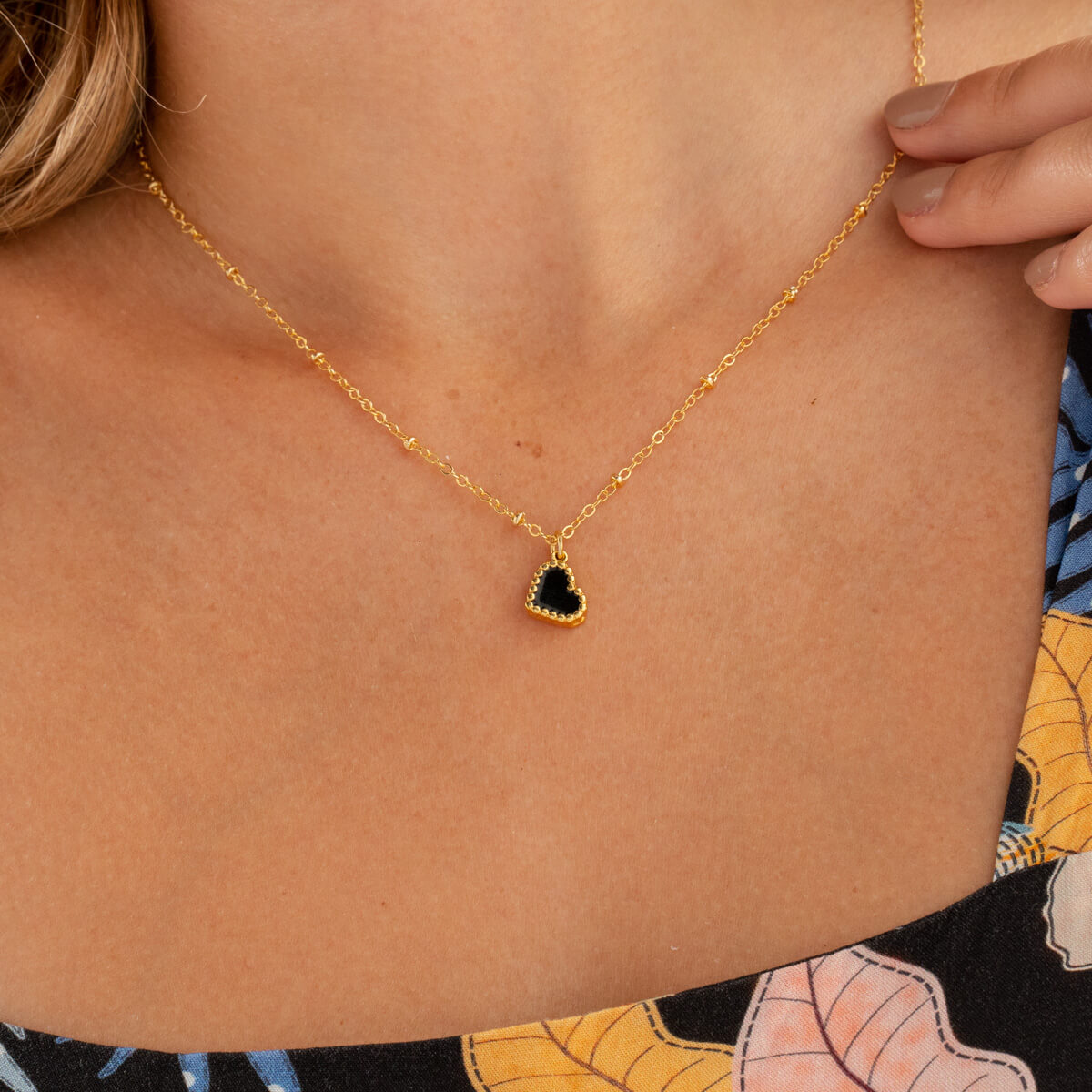 Small Black Heart Necklace