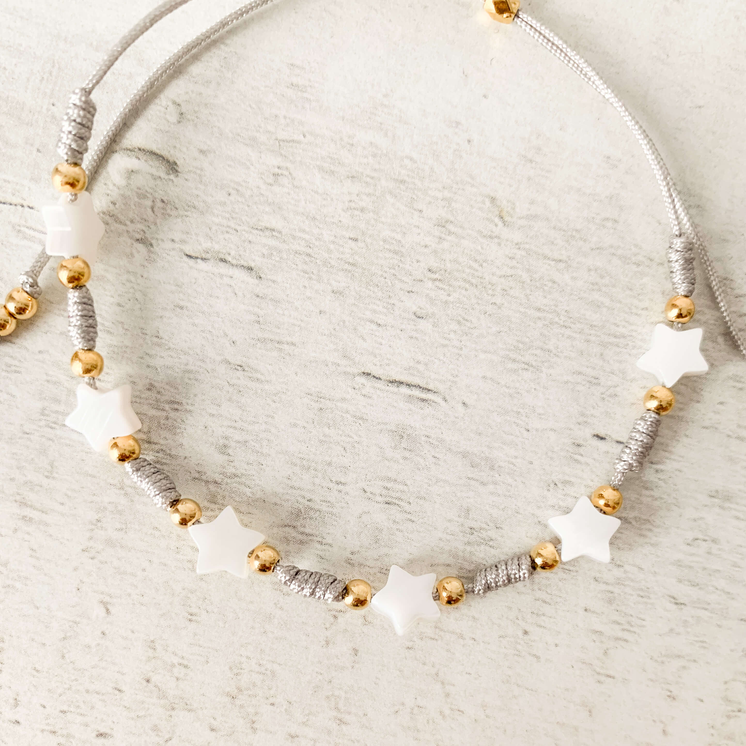 Star Bracelet with Gray Yarn