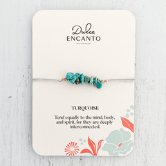Turquoise Natural Stone Bracelet with Gray Yarn