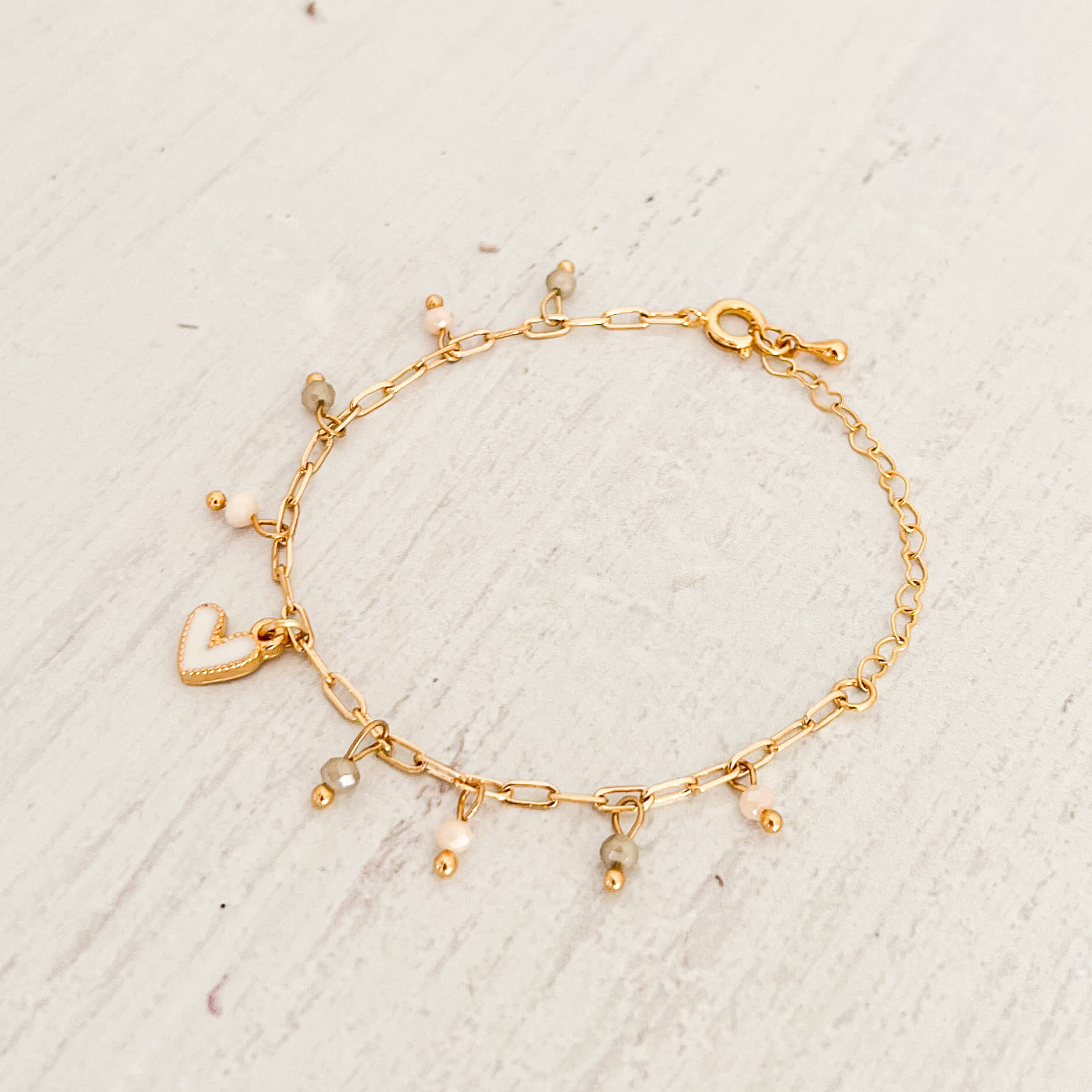 White Heart and Murano Bracelet Clasp
