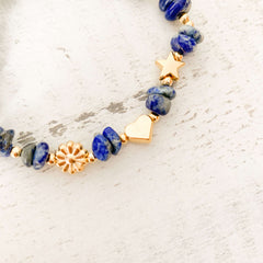 Lapis Lazuli Natural Stone Bracelet with Three Intentions