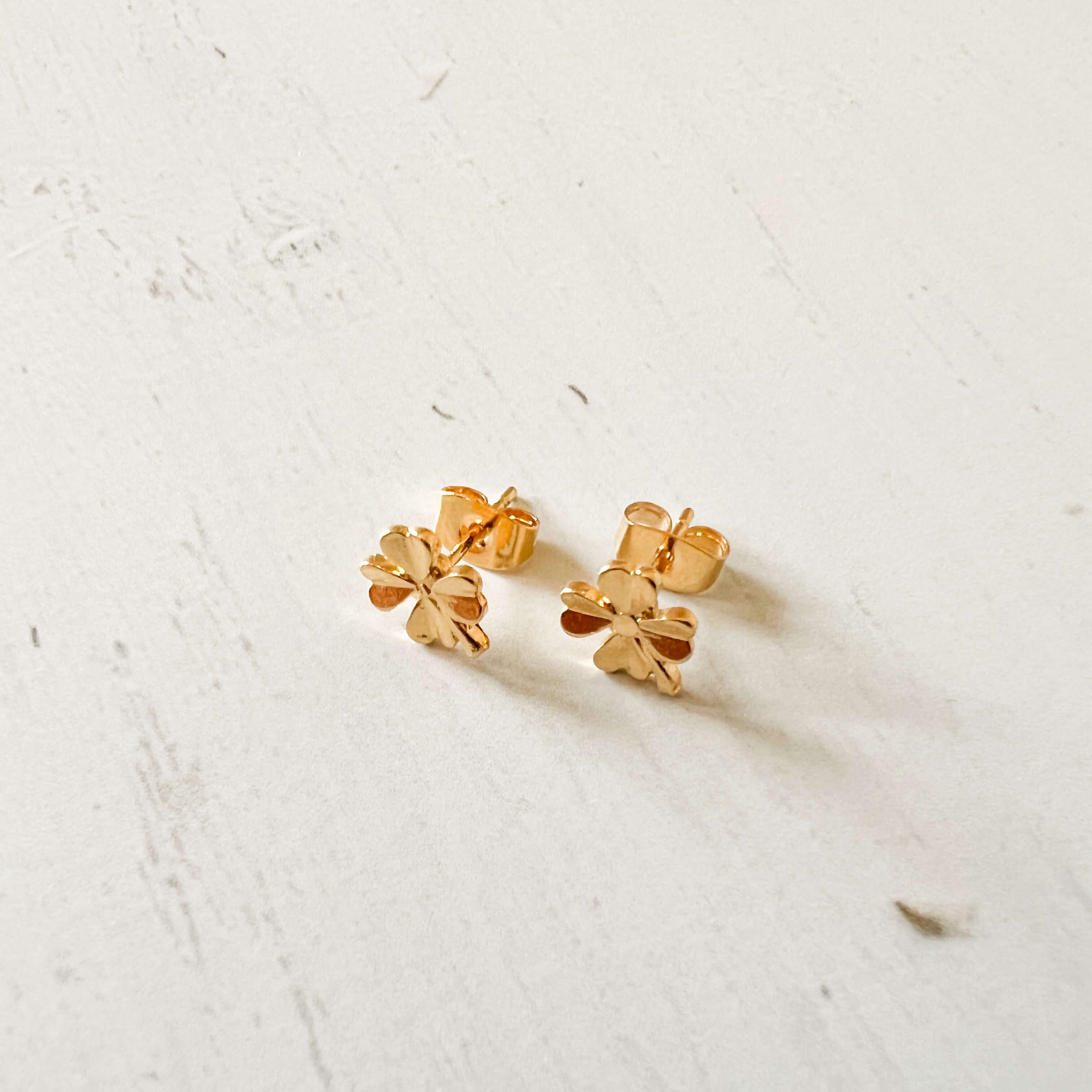 Small Gold-Plated Four-Leaf Clover Studs