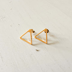 Large Gold-Plated Triangle Silhouette Studs
