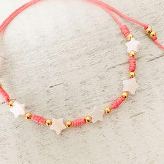 Star Bracelet with Pink Yarn