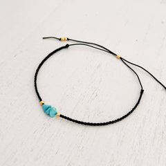 Turquoise Anklet with Black Yarn