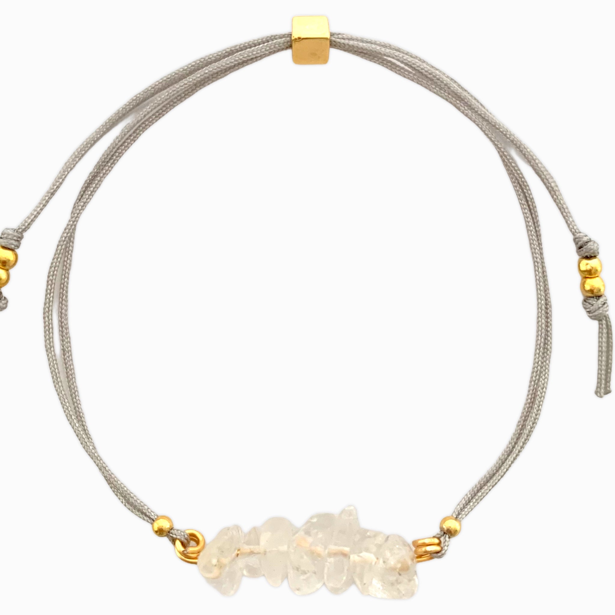 Quartz Crystal Natural Stone Bracelet with Gray Yarn