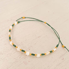 Star Anklet with Sea Green Yarn